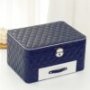 3-layer Large Jewelry Box High Capacity Jewelry Casket Storage Organizer Leather Travel Beauty Boxs for Women (Color : Onecolor, Size : As the picture shows) (Blue As the picture shows)
