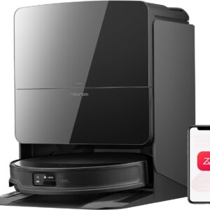 Roborock Saros 10R Vacuum and Mop Robot – Ultra Slim, Self-Emptying, Hot Air Drying, Carpet & Floor Cleaning, Black