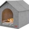 Indoor Dog House for Medium Dogs with Soft Cushion - Semi-Enclosed Warm Cave Bed for Pets Up to 23.6" Long